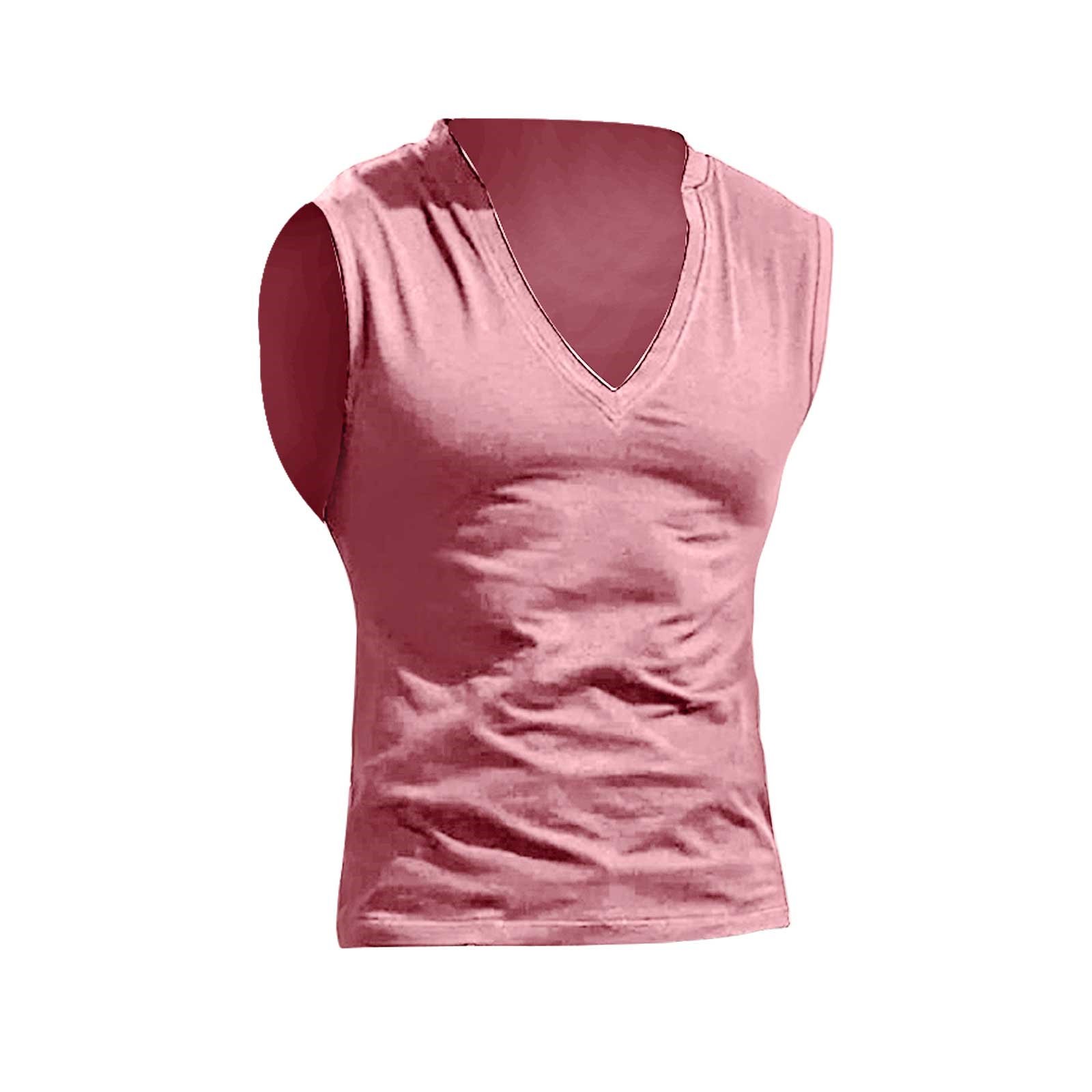 thumbnail image 2 of Camiseta sin mangas de cuello en V lisa para hombre: camiseta informal transpirable sin mangas para el verano, la playa y el entrenamiento., 2 of 5